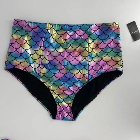 Torrid High Waist Mermaid Bikini - Iridescent Rainbow Swim Suit 3X - Picture 2 of 9